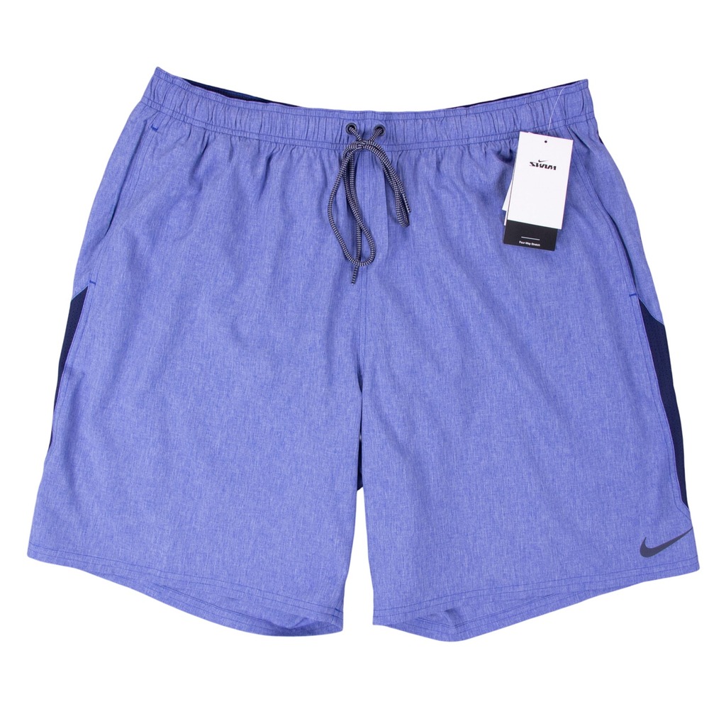 NWT Nike Swim Shorts Men 3XL Blue Mesh Lined Drawstring NESSA666 Trunks‎ Stretch